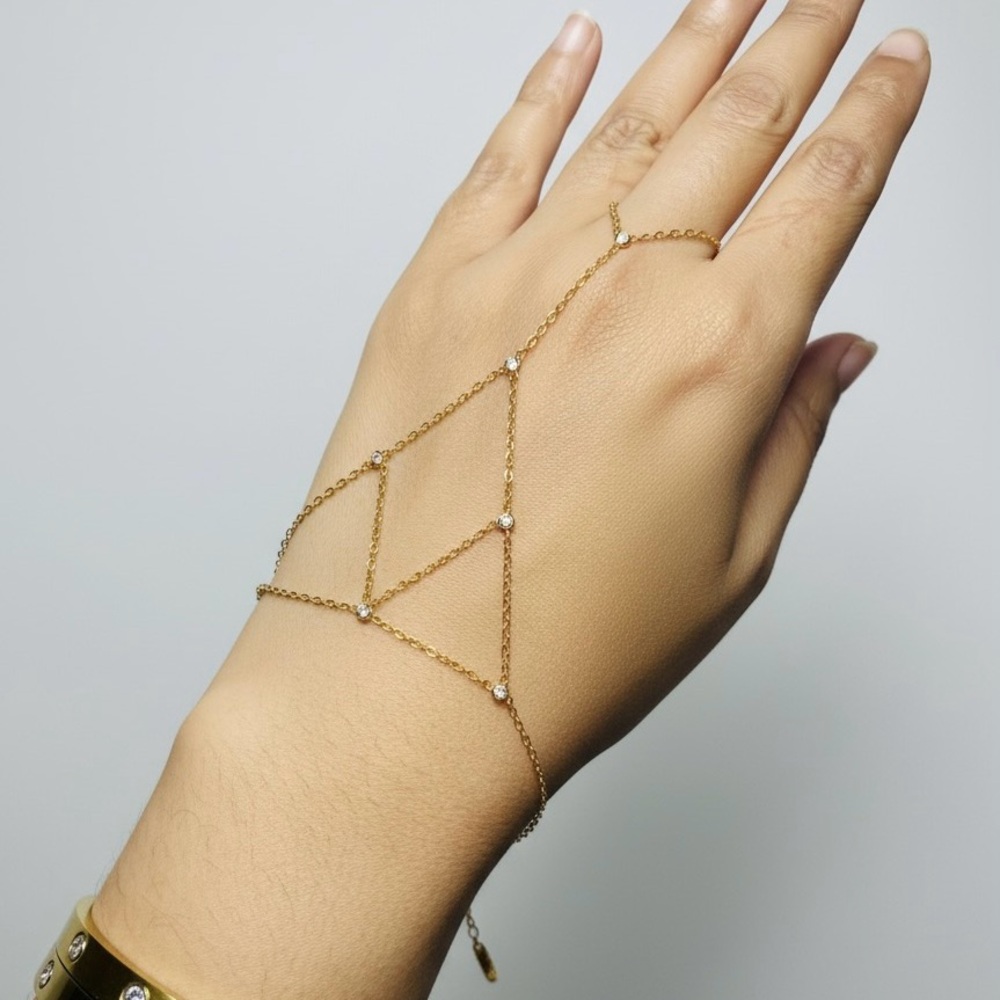 Golden Cascade Hand Chain - Picture 2 of 4